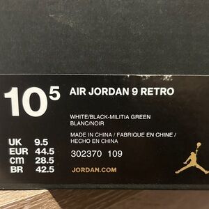 Jordan 9 Retro White and Black Sneakers